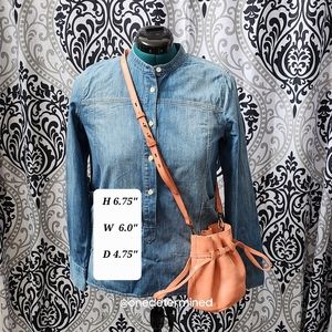 Pink Leather Drawstring Crossbody